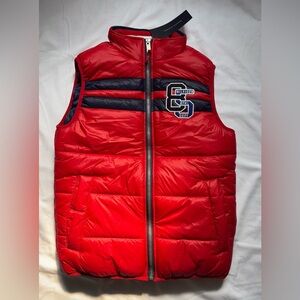 Tommy Hilfiger Red Puffer Vest with Navy Accents